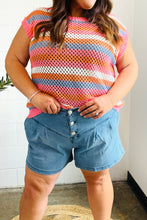 Faded Blue High Rise Pleated Button Down Denim Shorts