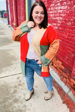 Latte Ready Rust & Taupe Color Block Open Knit Cardigan