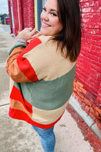 Latte Ready Rust & Taupe Color Block Open Knit Cardigan