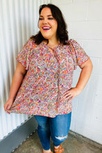 Multicolor Boho Paisley Print Tie Neck Dolman Top