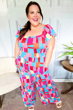 Scarlet & Aqua Geometric Print Wide Leg Jumpsuit