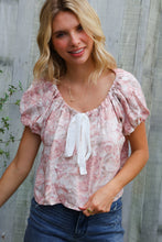 Feeling Femme' Blush Scoop Neck Floral Top w/Bow