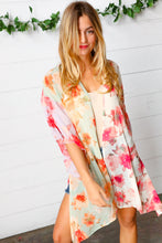 Lavender & Sage Colorblock Floral Print Chiffon Kimono