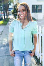 Elegant You Lilac Notched Neck Smocked Short Sleeve Blouse