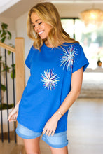 Light Me Up Blue Sequin Firework Dolman Top