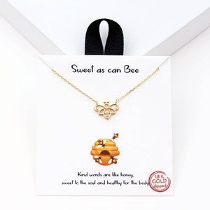 CZ Gold-Dipped Bee Pendant Necklace