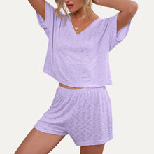 Lavender Stay At Home Cozy Top and Shorts Loungewear Set