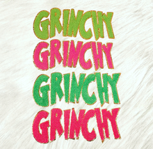 Scratch Decor - Grinchy Word Chenille Gold Glitter Iron-on Patch: NEW Grinchy Green 10 inch
