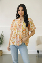 Sunlit Garden Notch Neck Blouse