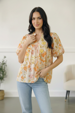 Sunlit Garden Notch Neck Blouse