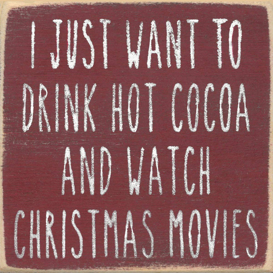 Christmas Movies Wood Block Sign