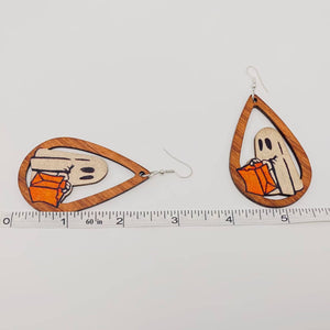 Halloween Ghost Wooden Dangle Earrings
