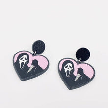 Halloween Death Coming Horror Acrylic Heart-Shaped Earrings