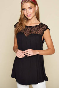 Emerald Collection - ETK-8040-PL Plus Size  Cute Animal MeshTunic Top: Black/Black / 3XL