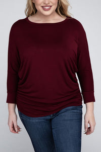 Luxe Rayon Boat Neck 3/4 Sleeve Top