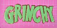Scratch Decor - Grinchy Word Chenille Gold Glitter Iron-on Patch: NEW Grinchy Green 10 inch