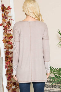 Taupe Reversed Stitched Oversize Hi Low Tunic