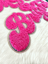 Scratch Decor - Hot Pink Merry Bright Christmas Tree on White Glitter Iron-on Patch