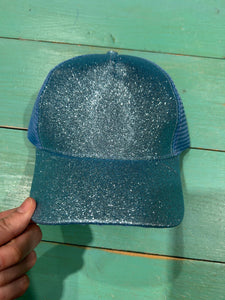 Vibes Hat Company - Vibes Light Blue Glitter Ponytail Caps | Sparkle | Baseball