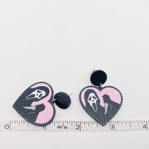 Halloween Death Coming Horror Acrylic Heart-Shaped Earrings