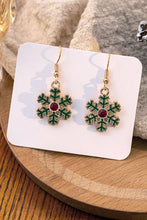 Green Snowflake Metal Dangle Earrings