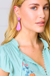 Lilac Geo Resin Stone Drop Earrings