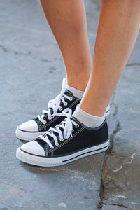Black Canvas Lace Up Sneakers