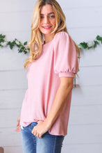 Baby Pink Puff Sleeve Two Tone Sweater Top