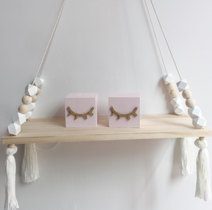 Hanging Wooden Shelf with Colorful Beads