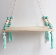 Hanging Wooden Shelf with Colorful Beads