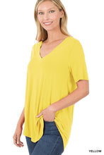 Luxe Short Sleeve V Neck Hi Low Hem Tee
