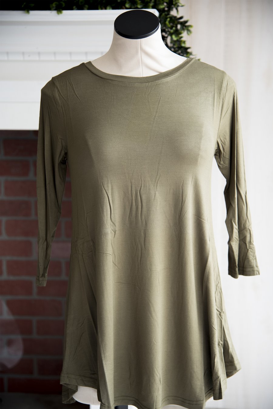Solid Olive 3/4 Sleeve Tee