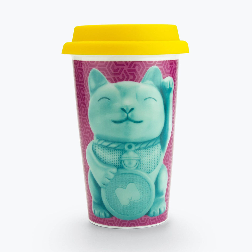 Mustard - Lucky Cat Double Wall Mug