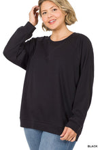 Cotton Raglan Sleeve Round Neck Pullover   Plus