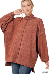 Brushed Melange Hacci Mock Neck Sweater