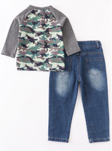Camouflage Tee Denim Jeans Set