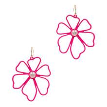 Colored Flower Metal Pendant Hook Earring