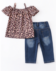 Leopard Wild Top & Jeans Set