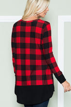 Plaid Long Sleeve Top with Solid Hem and Cuffs