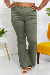 Clementine High-Rise Bootcut Jeans in Olive