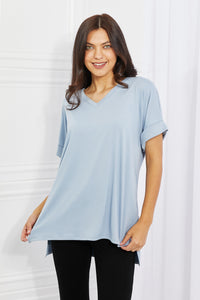 Simply Comfy V-Neck Loose Fit Shirt in Blue