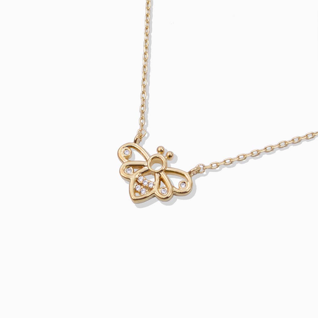 CZ Gold-Dipped Bee Pendant Necklace