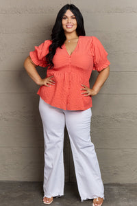 Whimsical Wonders V-Neck Puff Sleeve Button Down Top