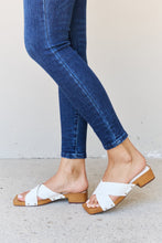 Step Into Summer Criss Cross Wooden Clog Mule in White