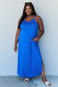 Good Energy Cami Side Slit Maxi Dress in Royal Blue