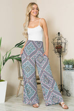 Orange Farm Clothing - Wide Leg Smocked Waisted Palazzo Pants-2 Prints*: Blue Combo / Large