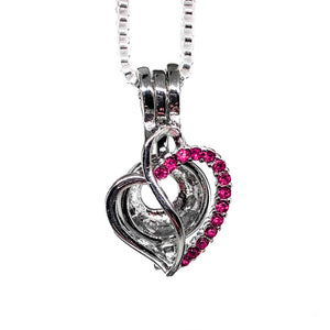 Heart with Pink Rhinestones Plated Locket