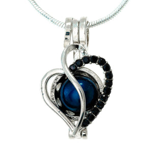 Heart with Black Rhinestones Plated Locket