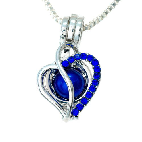 Heart with Blue Rhinestones Plated Locket