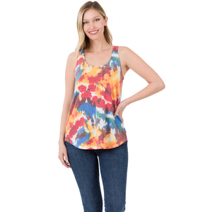 Tie Dye Sleeveless Round Hem Top